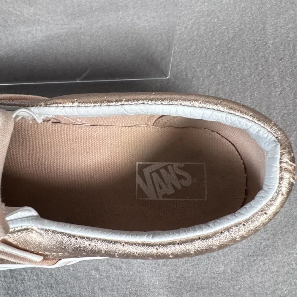 Vans Slip-On Shoes Womens Size 5.0 Metallic‎ Leather Low Top Skate EUR 36.5